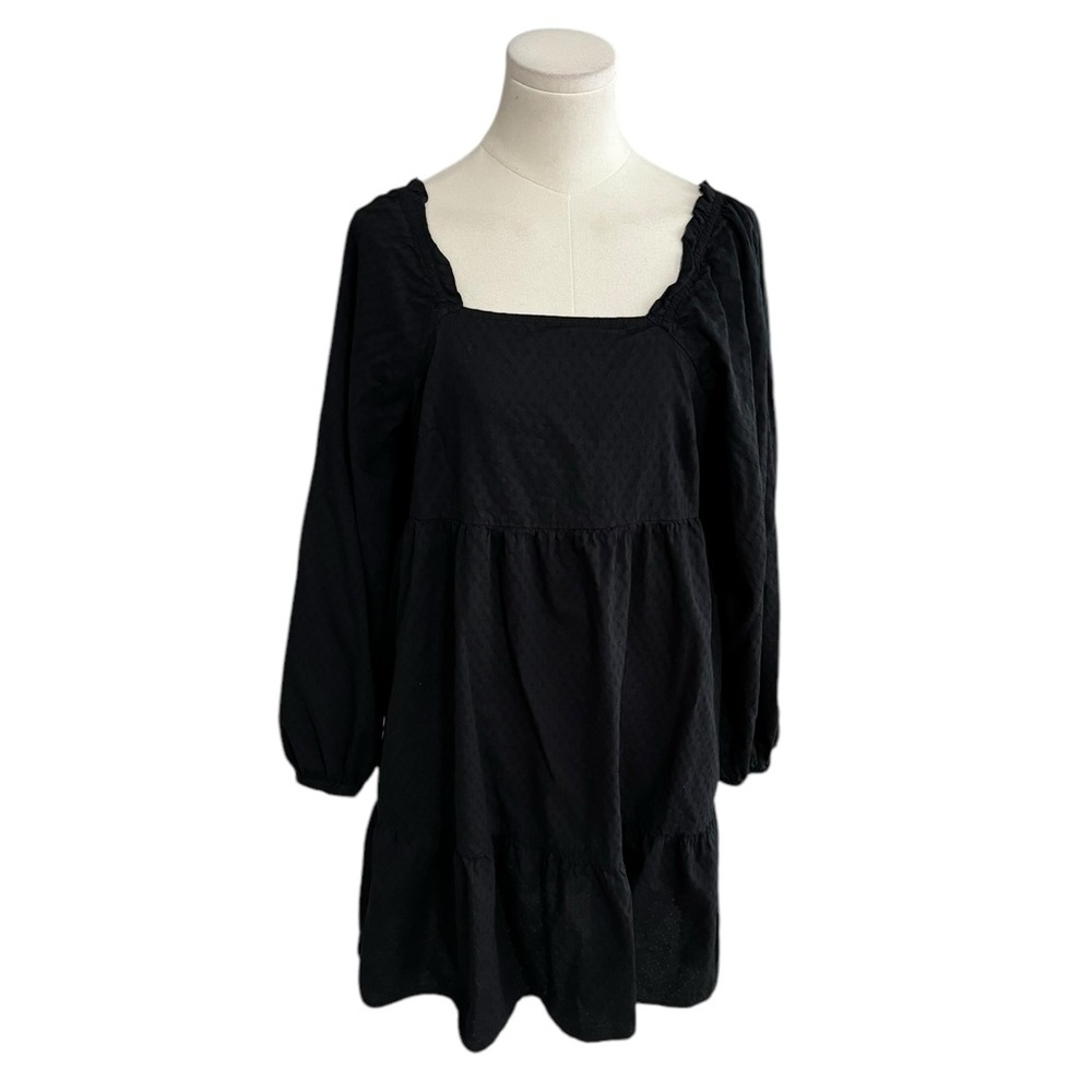 Universal Thread Black Puff Sleeve Mini Shift Dre… - image 2